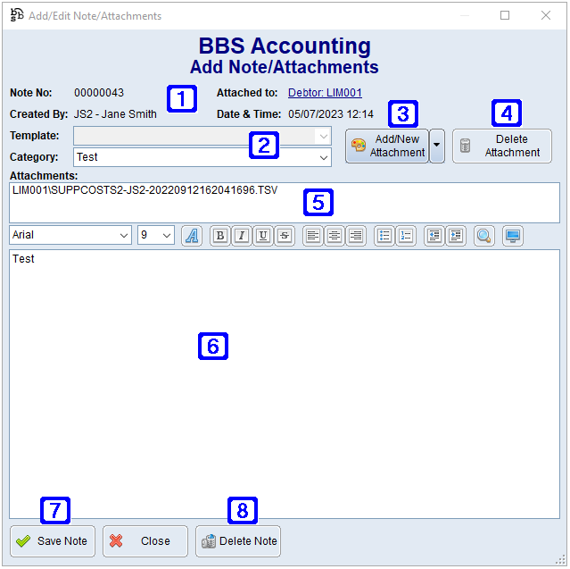 Add/Edit Note/Attachments Screen Add/Edit Note/Attachments Screen