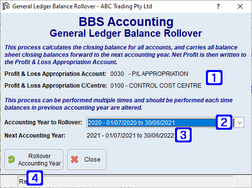 General Ledger Balance Rollover General Ledger Balance Rollover