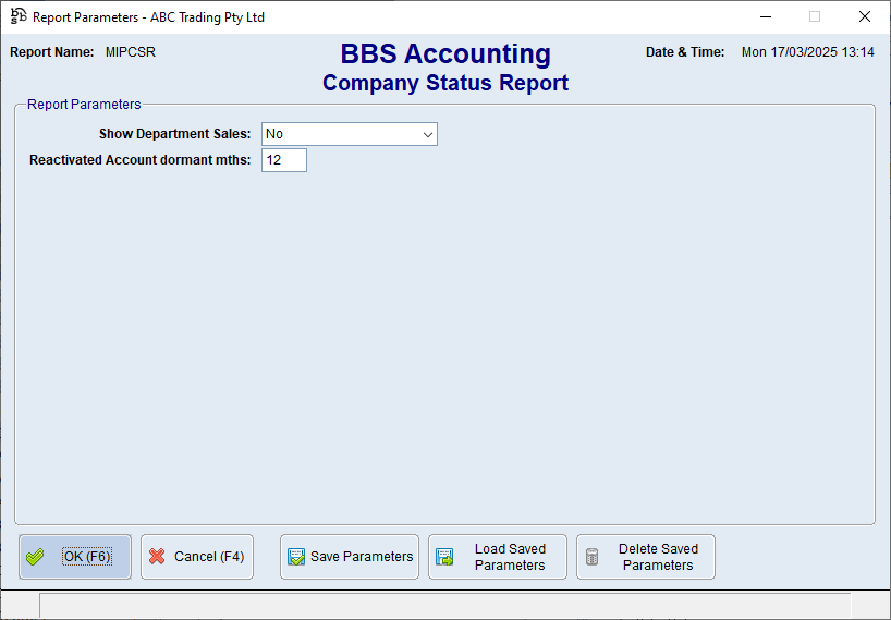 Company Status Report Screen
