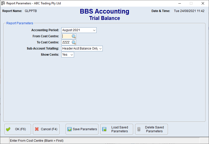 Trial Balance Screen Trial Balance Screen