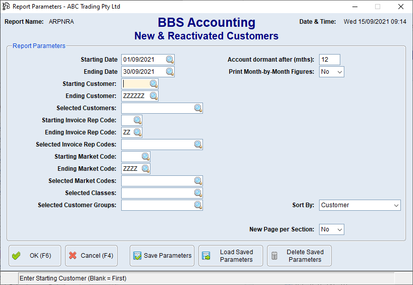 New & Reactivated Accounts Screen New & Reactivated Accounts Screen