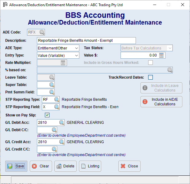 Reportable Fringe Benefits ADE Code - Tax Exempt Reportable Fringe Benefits ADE Code - Tax Exempt
