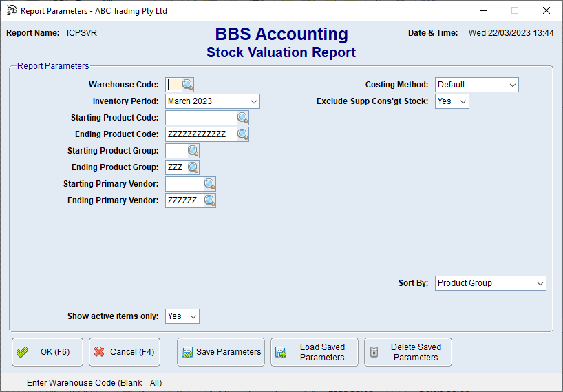 Stock Valuation Report Screen Stock Valuation Report Screen
