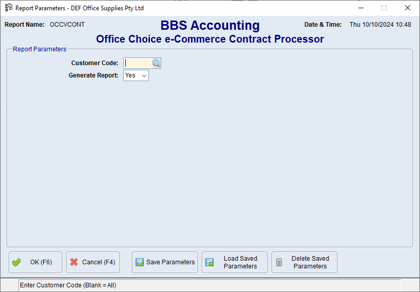 Office Choice e-Commerce Contract Processor Screen