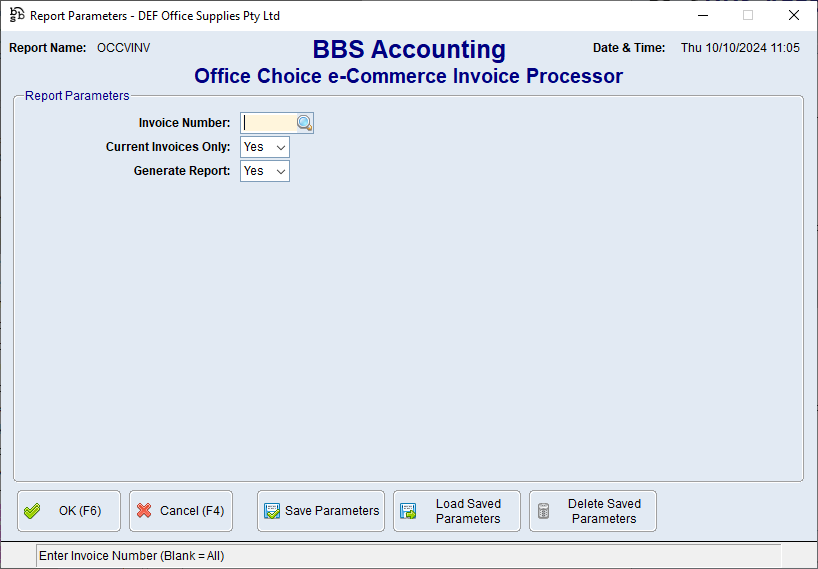 Office Choice e-Commerce Invoice Processor Screen