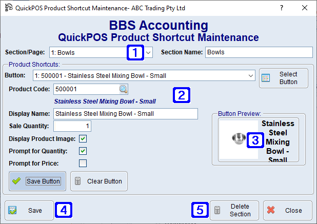 QuickPOS Product Shortcut Maintenance Screen QuickPOS Product Shortcut Maintenance Screen